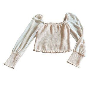 Wilfred Smocked Off-Shoulder Long Sleeve Shirt Top Blouse Chiffon Size Medium